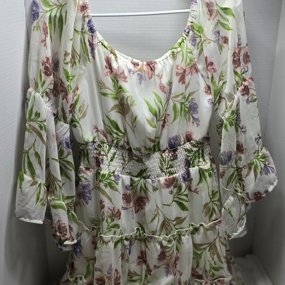 Blush Floral Blouse with Pink and Green Hues